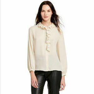 NILI LOTAN x TARGET Medium Long Sleeve Ruffle Blouse Cream M Chiffon